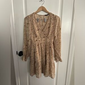 NWOT PaperMoon Floral Tan Dress Size M